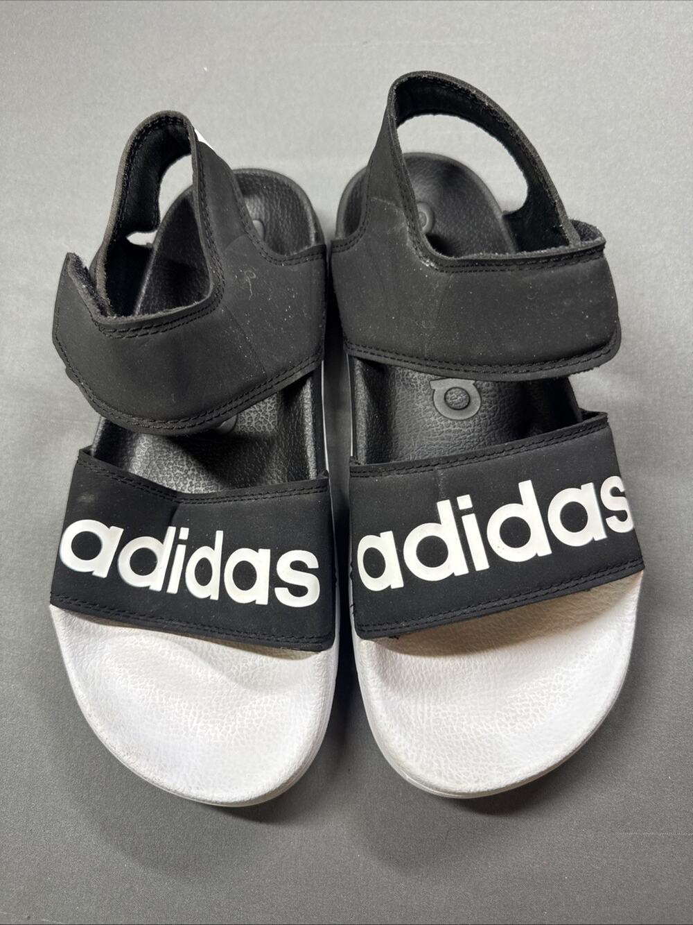 Adidas Unisex Adilette Black White Sandals Size 7